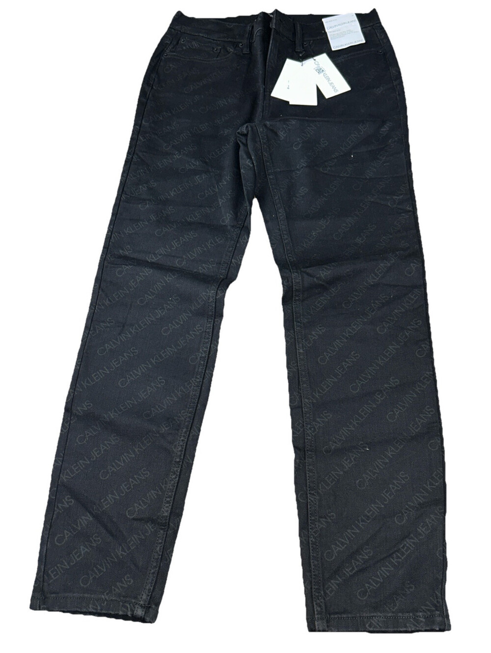 Calvin Klein Women’s Jeans 28 Mid Rise Slim Logo Printed Black